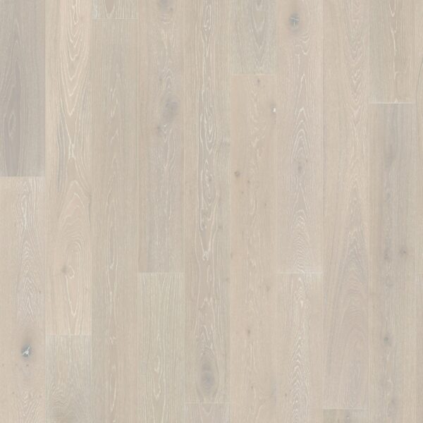 Close up of Kahrs Oak Nouveau Snow Prefinished Hardwood.