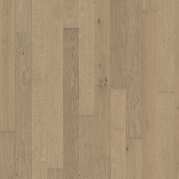 Close up of Kahrs Oak Nouveau White Prefinished Hardwood.