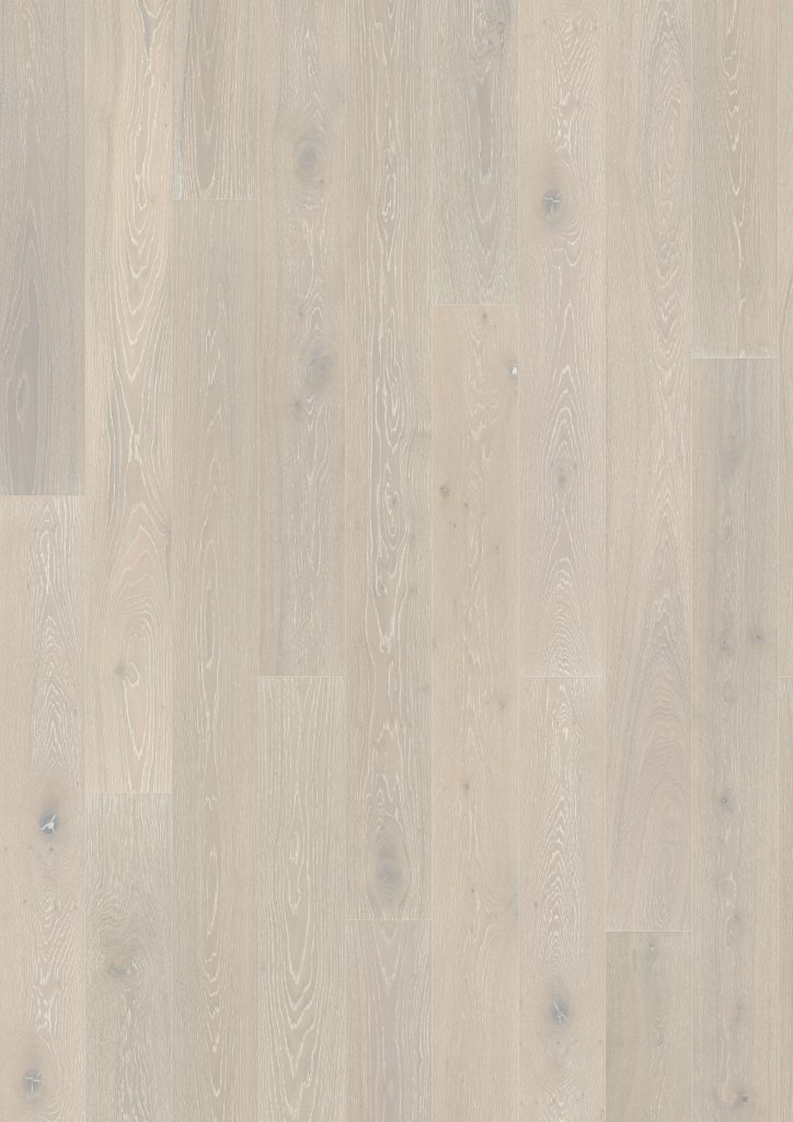 Close up of Kahrs Oak Nouveau Snow Prefinished Hardwood.