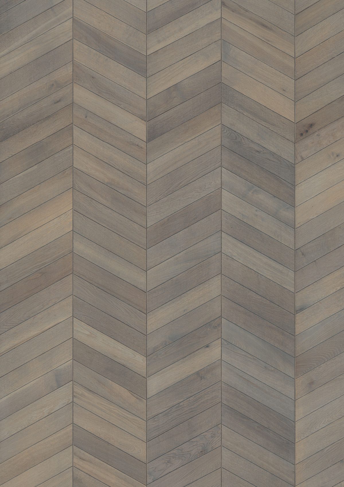 Close up of Kahrs Chevron Grey Prefinished Hardwood.