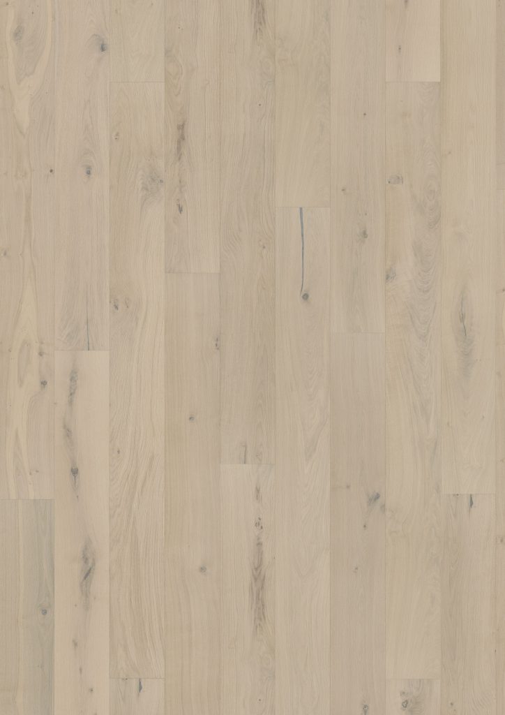 Close up of Kahrs Loft White Plank Prefinished Hardwood.