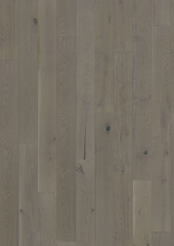 Close up of Kahrs Pearl Grey Plank Prefinished Hardwood.