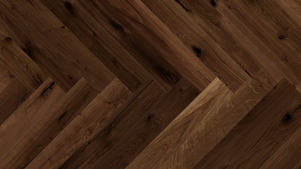 Close up of Barlinek Oak Trapani Herringbone Prefinished Hardwood.