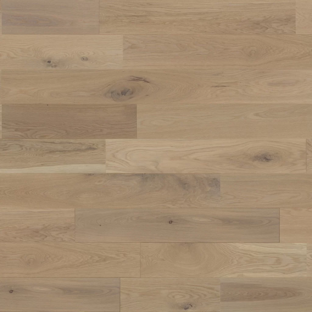 Close up of Mirage White Oak Ingrid Character Prefinished Hardwood.