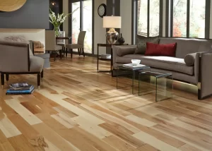 Indoor area showcasing the beauty and versatility of hickory unfinished hardwood floors.